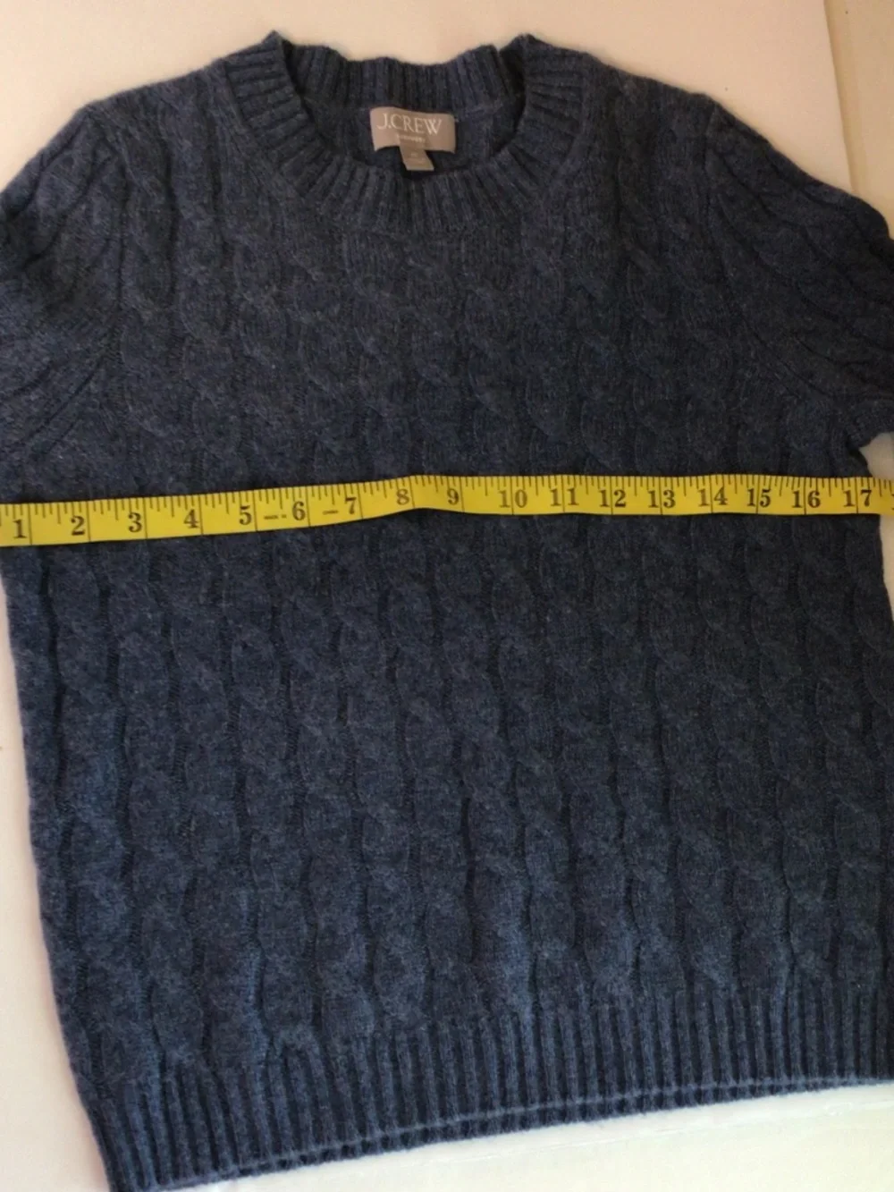 j crew women 100% cashmere cable knit sweater XS Blue Preppy Quiet Luxury Classi